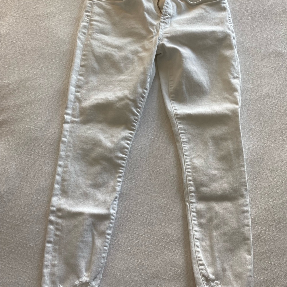 Agolde White Ankle Cropped Jeans with Slim Fit